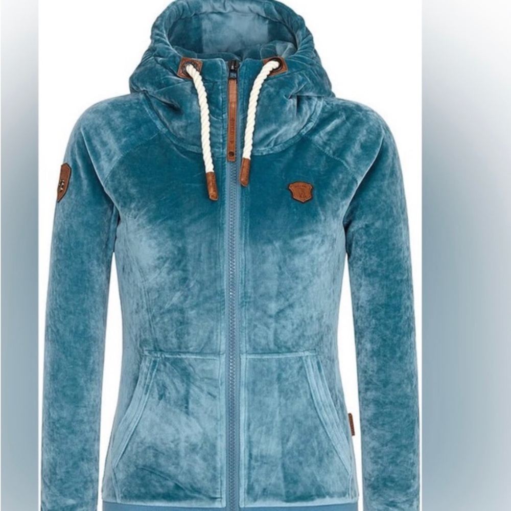 Naketano Jacket Brazzo Mack Blue Velvet High Neck Zip Up Jacket